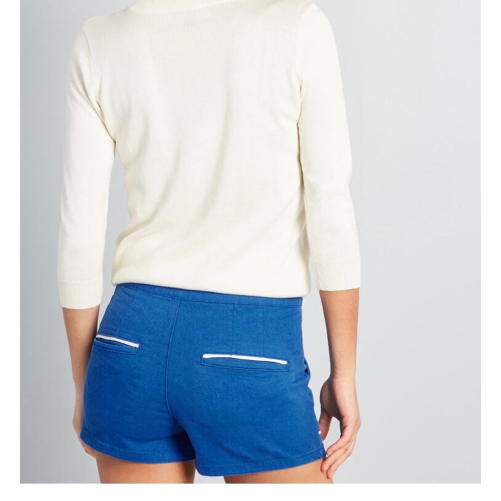 2/$50 Outlined Delight ModCloth Blue Shorts - Picture 2 of 3